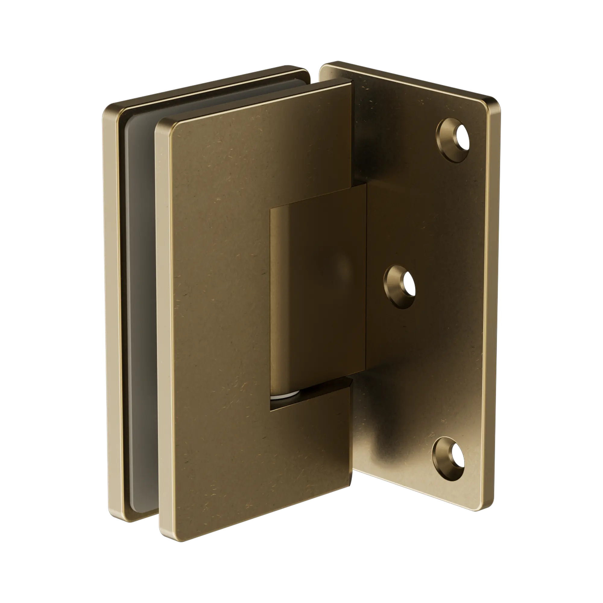 90 Degree Glass To Wall Shower Hinge 10mm Glass Tumbled Antique Brass