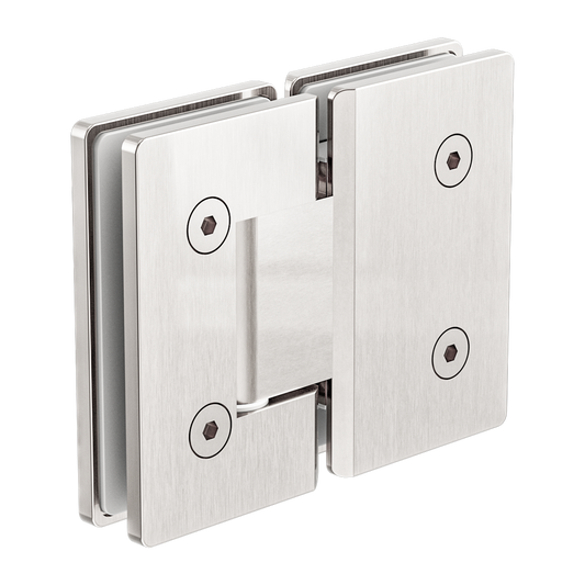 180 DEGREE GLASS TO GLASS SHOWER HINGE 10MM GLASS BRUSHED NICKEL
