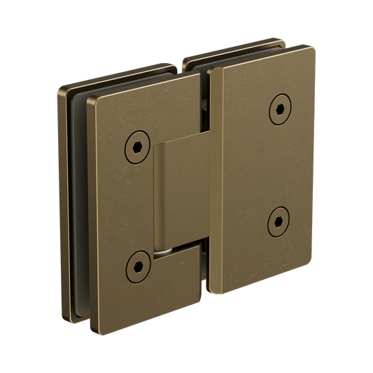 180 Degree Glass To Glass Shower Hinge 10mm Glass Tumbled Antique Brass