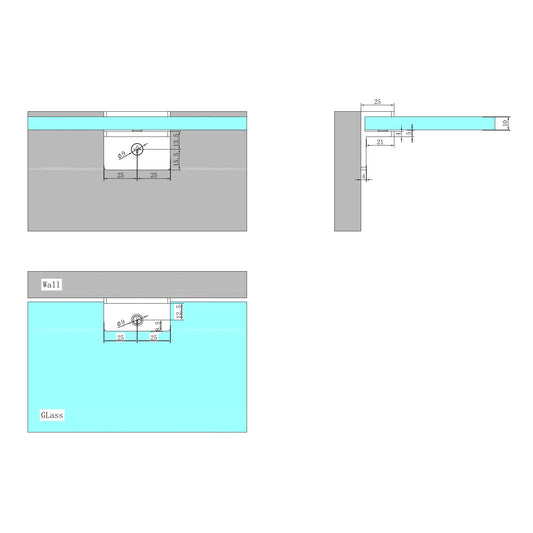 SHOWER F BRACKET 10MM GLASS BRUSHED BRONZE