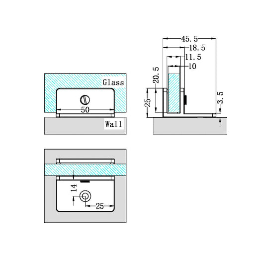 SHOWER F BRACKET 10MM GLASS CHROME