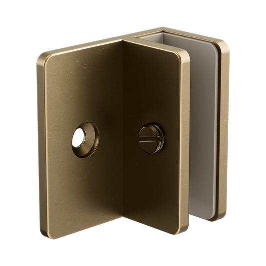 Shower F Bracket 10mm Glass Tumbled Antique Brass