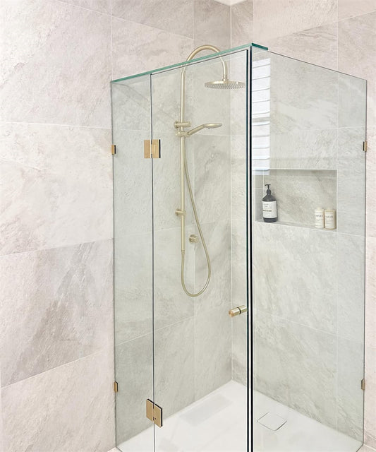 SHOWER U BRACKET 10MM GLASS BRUSHED GOLD
