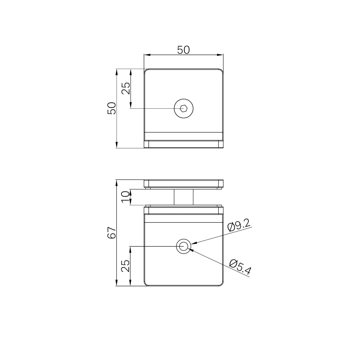 90 Degree Glass To Wall Bracket 10mm Glass Rome Bronze