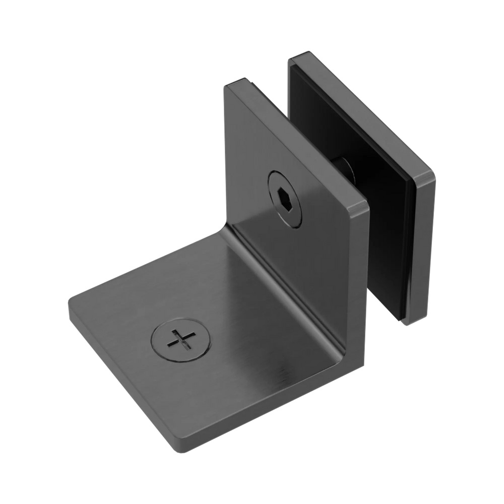 90 DEGREE GLASS TO WALL BRACKET 10MM GLASS GUN METAL