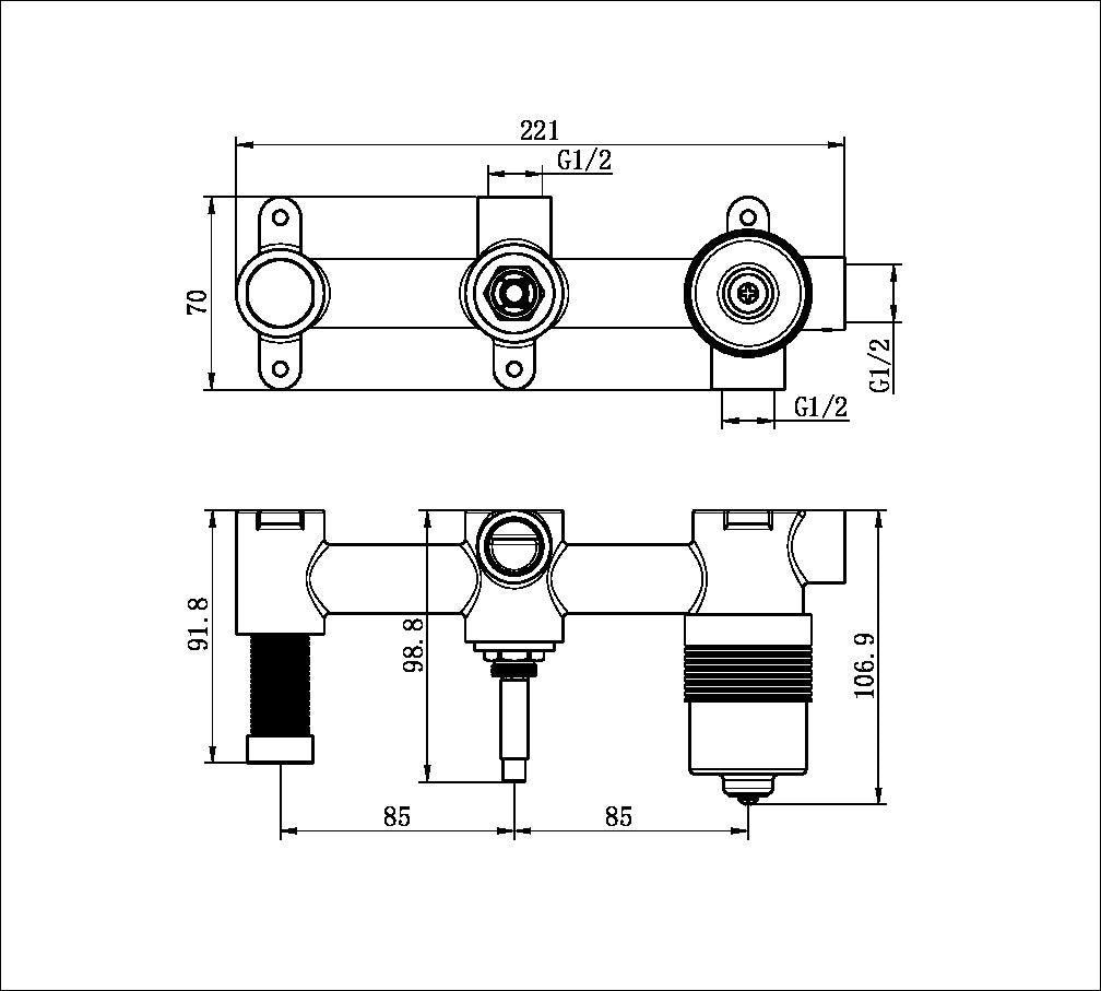 PREMIUM 35MM UNIVERSAL SHOWER SYSTEM BODY ONLY (NRUB004P)