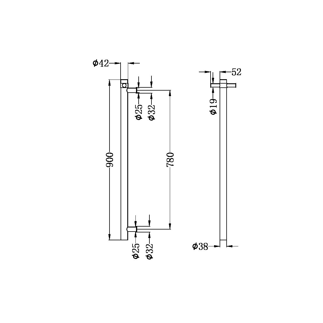 HEATED VERTICAL TOWEL RAIL BRUSHED BRONZE