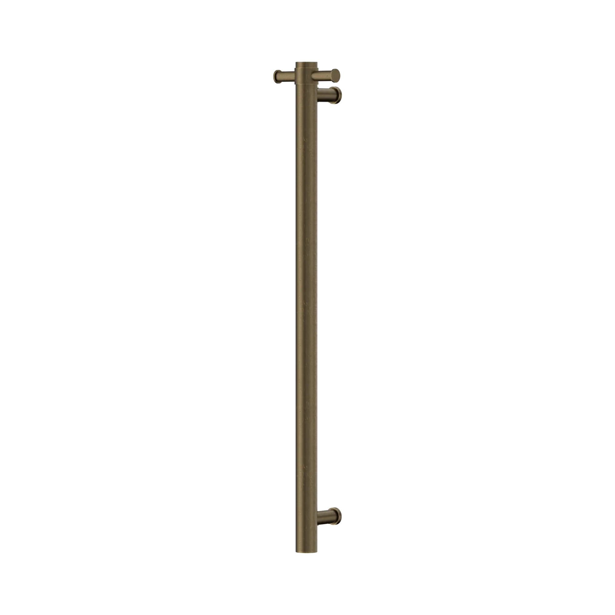 Mecca 12V Single Vertical Heated Towel Rail Tumbled Antique Brass