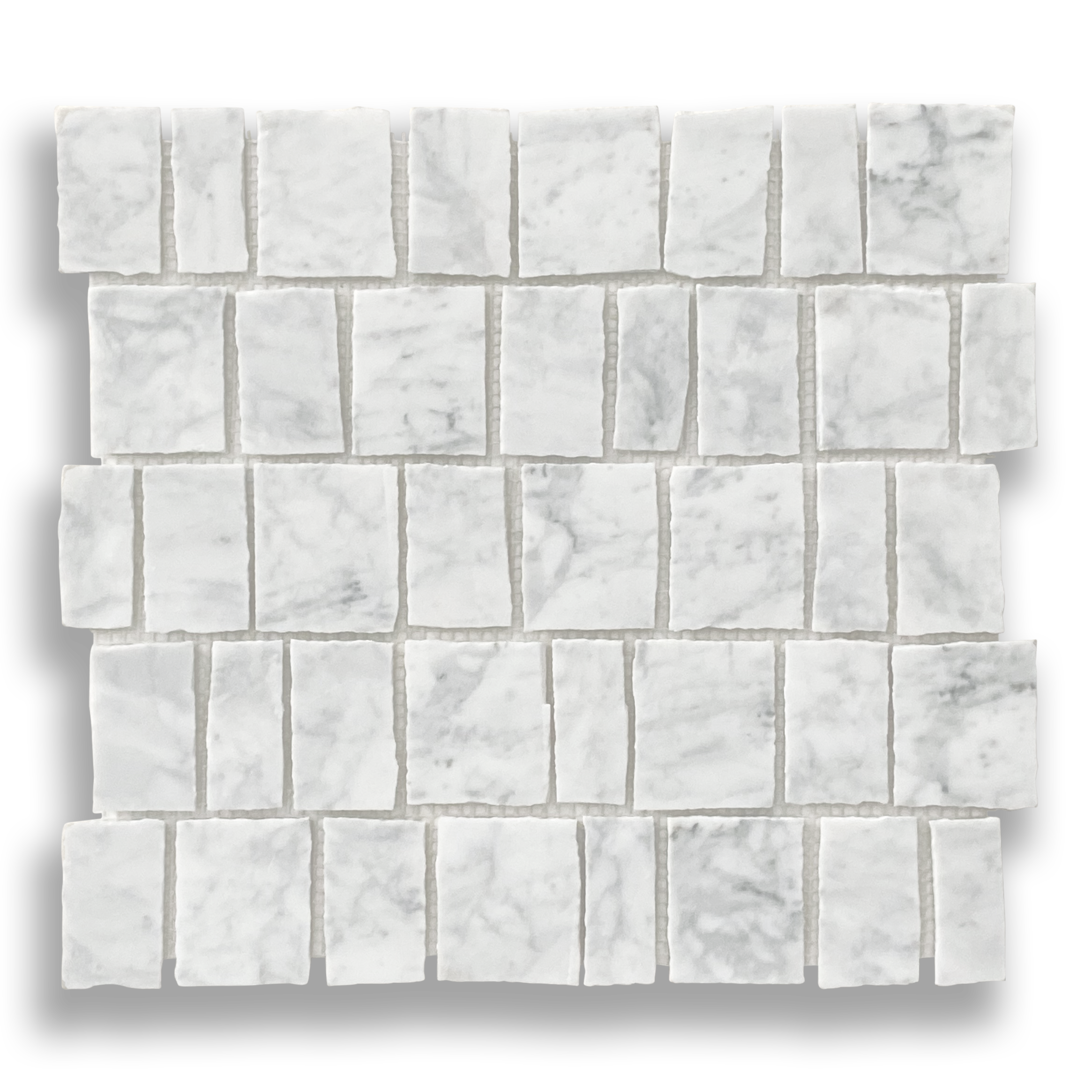 PACIANO CARRARA NATURAL STONE ARTISAN CUT MOSAIC TILE
