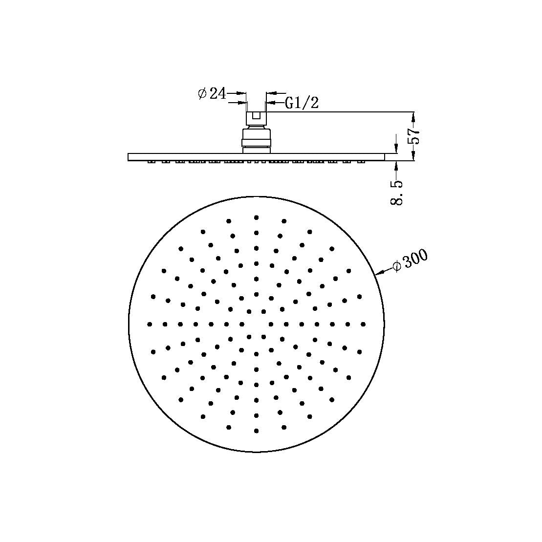 300MM ROUND SHOWER HEAD MATTE WHITE