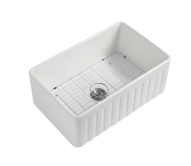 Roccia Fine Fireclay Farmhouse Buttler Sink 760mm LK-S-RFFC760 — Gloss White, Fireclay & Ceramic, Kitchen Sinks