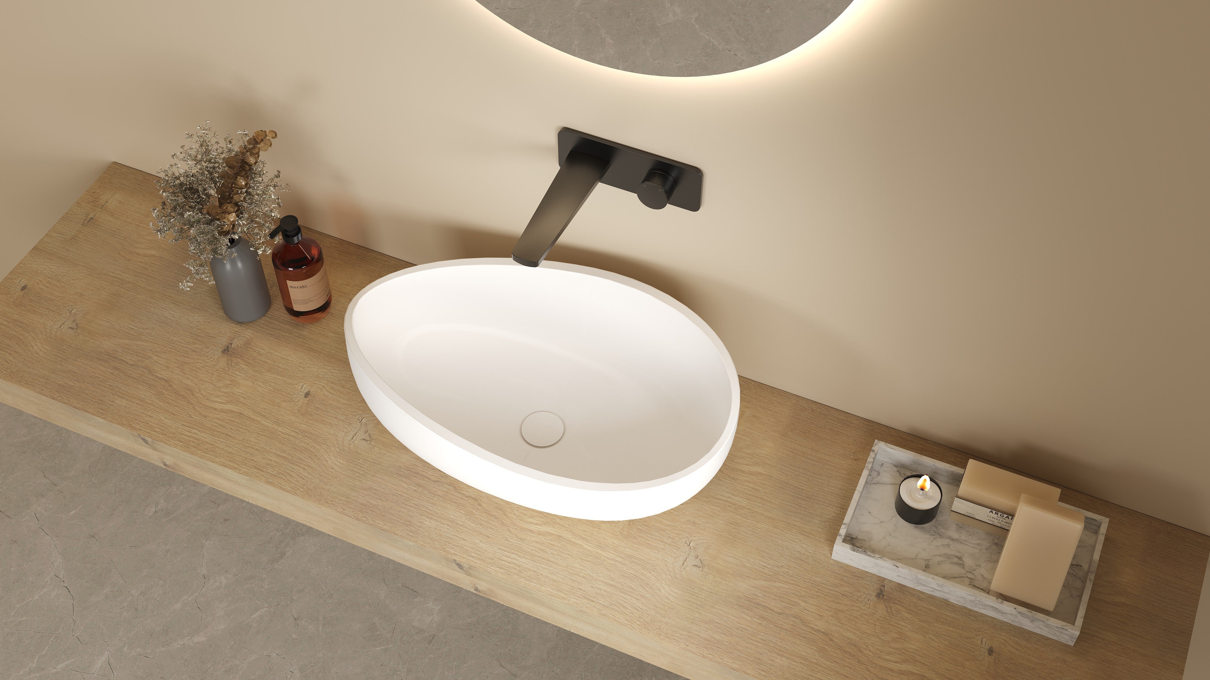 Waverton Solid Surface Stone Above Counter Basin LK-SA6037