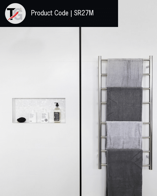 SR27M Straight Round Polished Ladder Heated Towel Rail