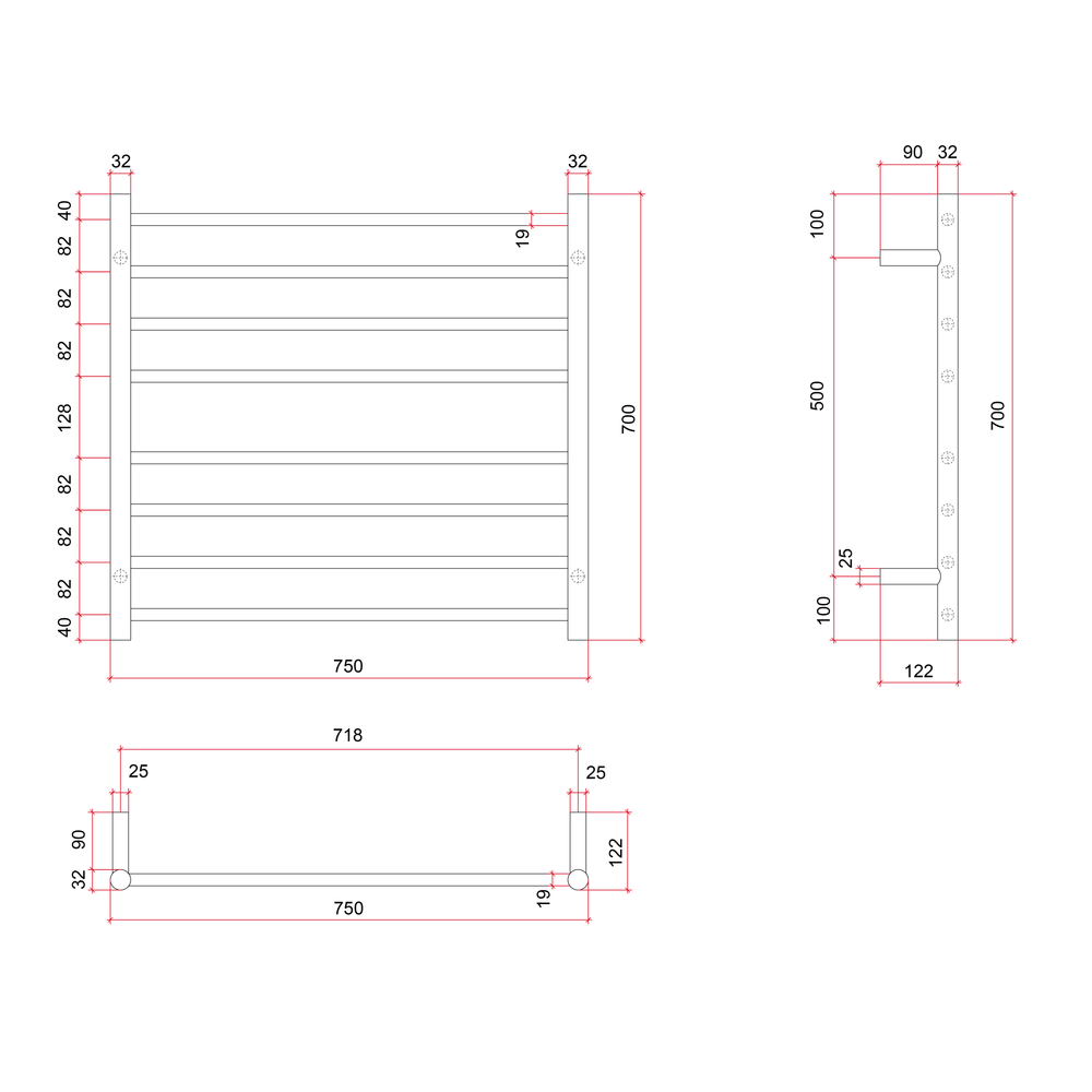 SR33MBB Brushed Brass Round Ladder Heated Towel Rail