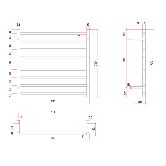SR33MBB Brushed Brass Round Ladder Heated Towel Rail