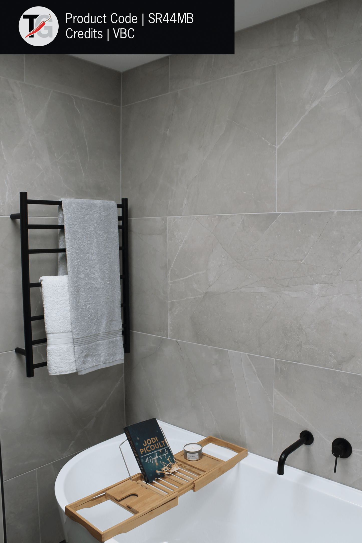 SR44MB Matt Black Round Ladder Heated Towel Rail