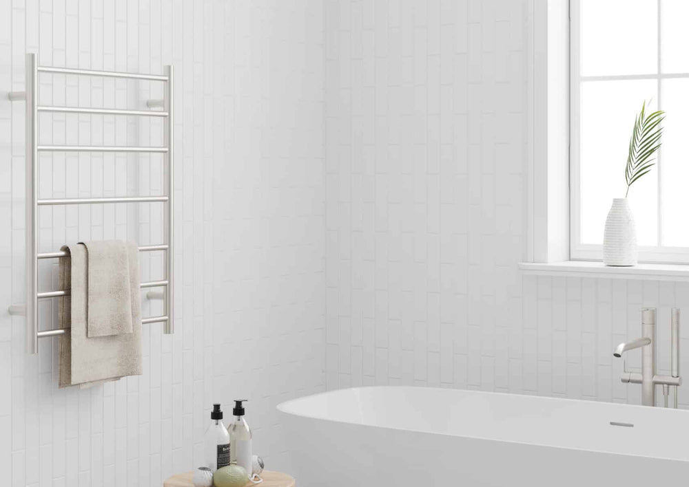 SR44MBN Brushed Nickel Round Ladder Heated Towel Rail