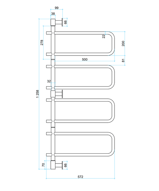 SV68 Straight Round Swivel Polished Heated Towel Rail