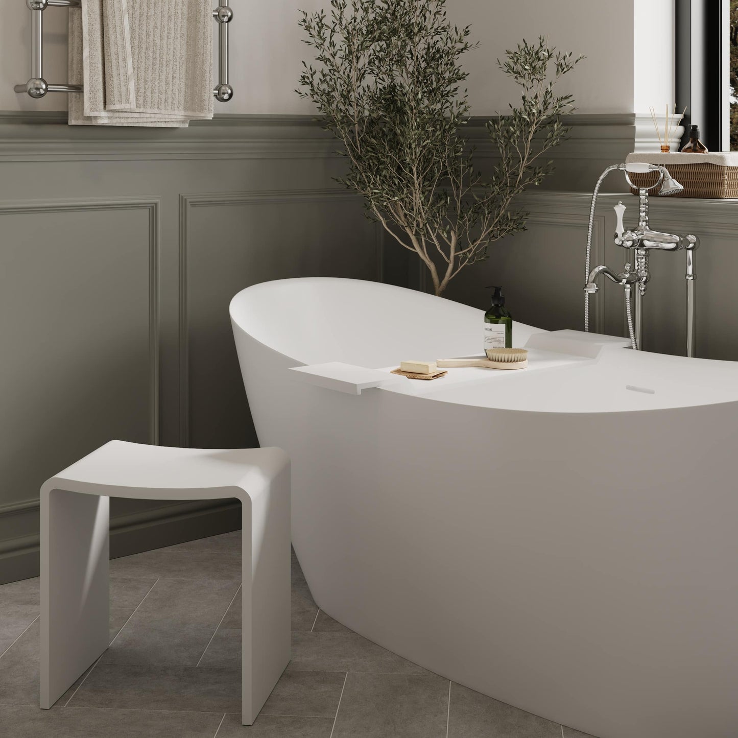 Willow Solid Surface Shower Stool WS4030W