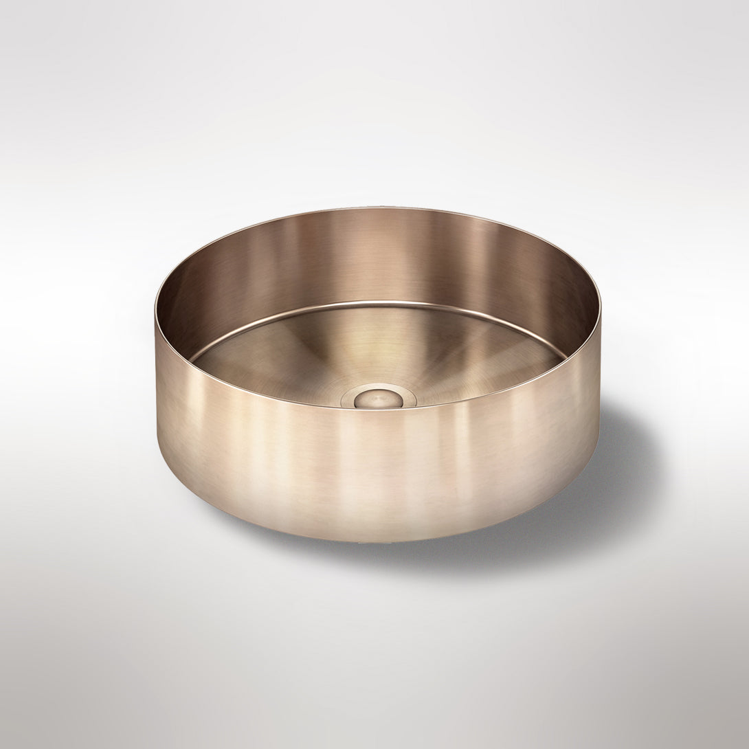 Lavello Round Steel Bathroom Basin 380 x 110 - PVD Champagne