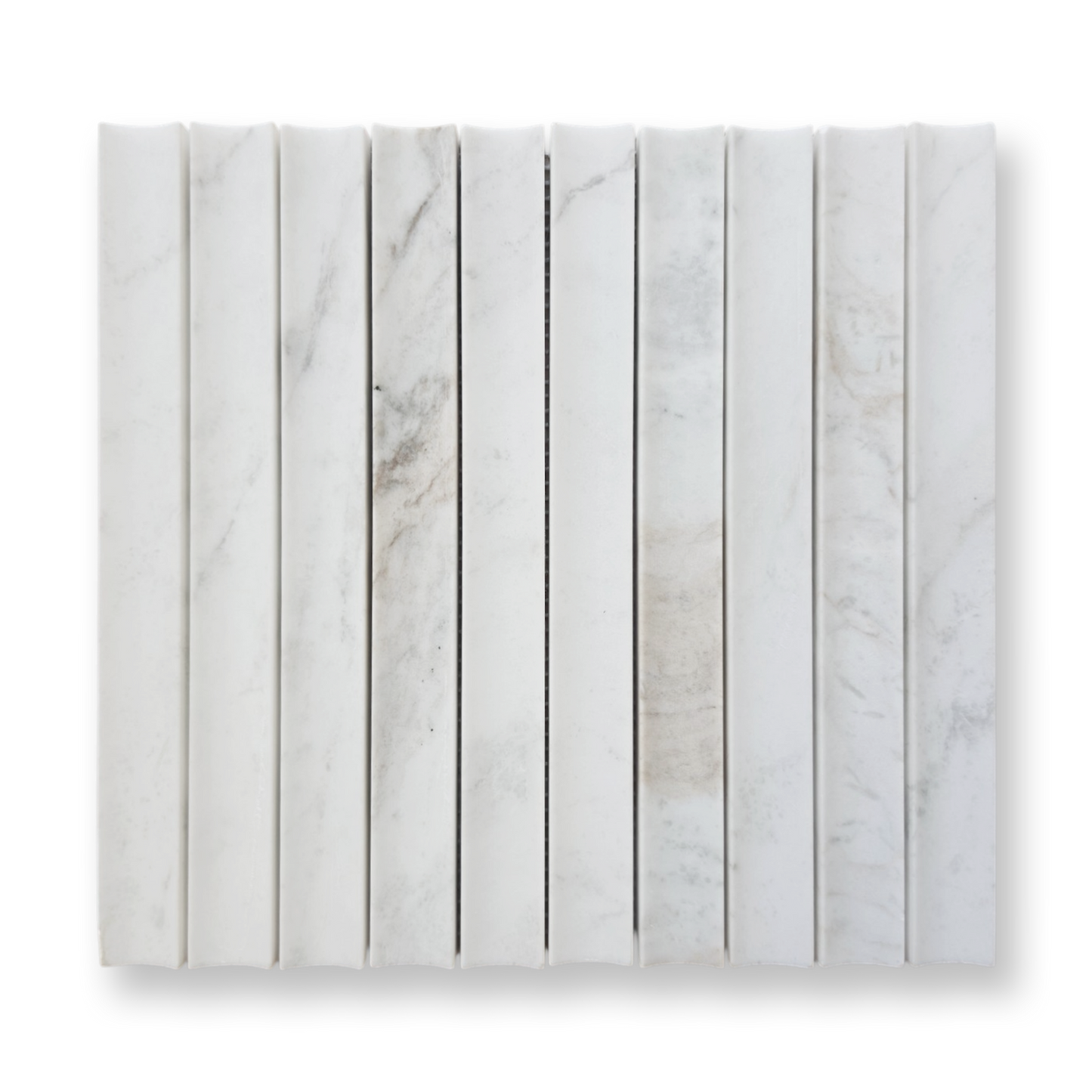 Tamarama Bianco Oro Marble Concave Flute Mosaic Tile