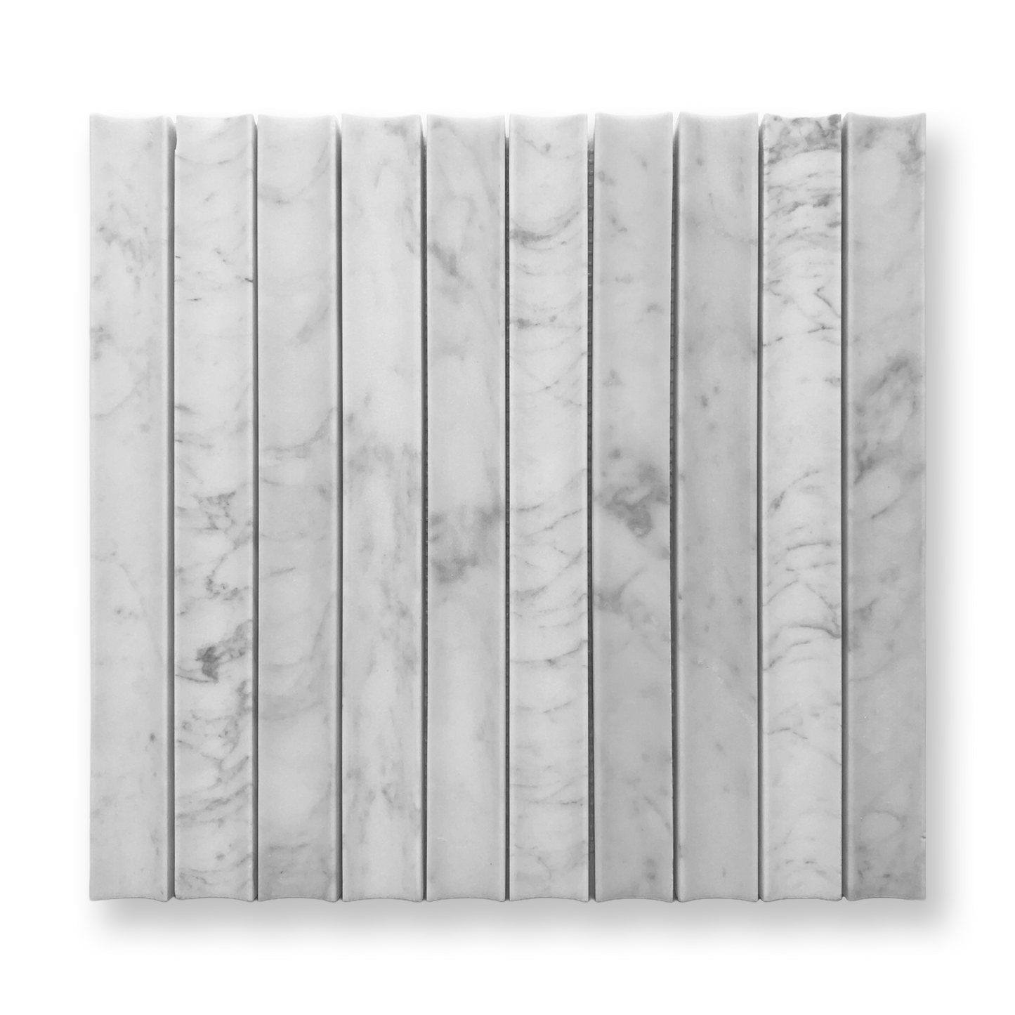 Tamarama Carrara Marble Concave Flute Mosaic Tile