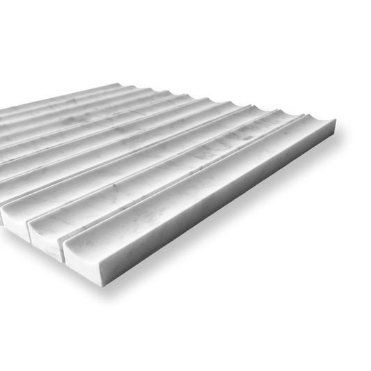 Tamarama Carrara Marble Concave Flute Mosaic Tile