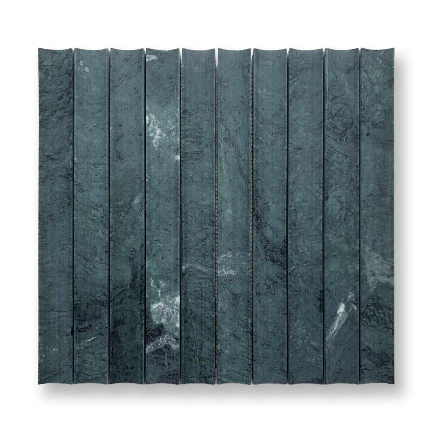 Tamarama Taj Green Natural Stone Concave Flute Mosaic Tile