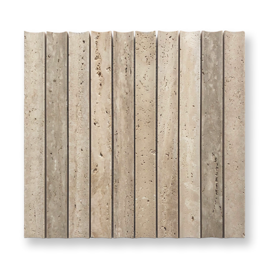 Tamarama Travertine Classic Natural Stone Concave Flute Mosaic Tile
