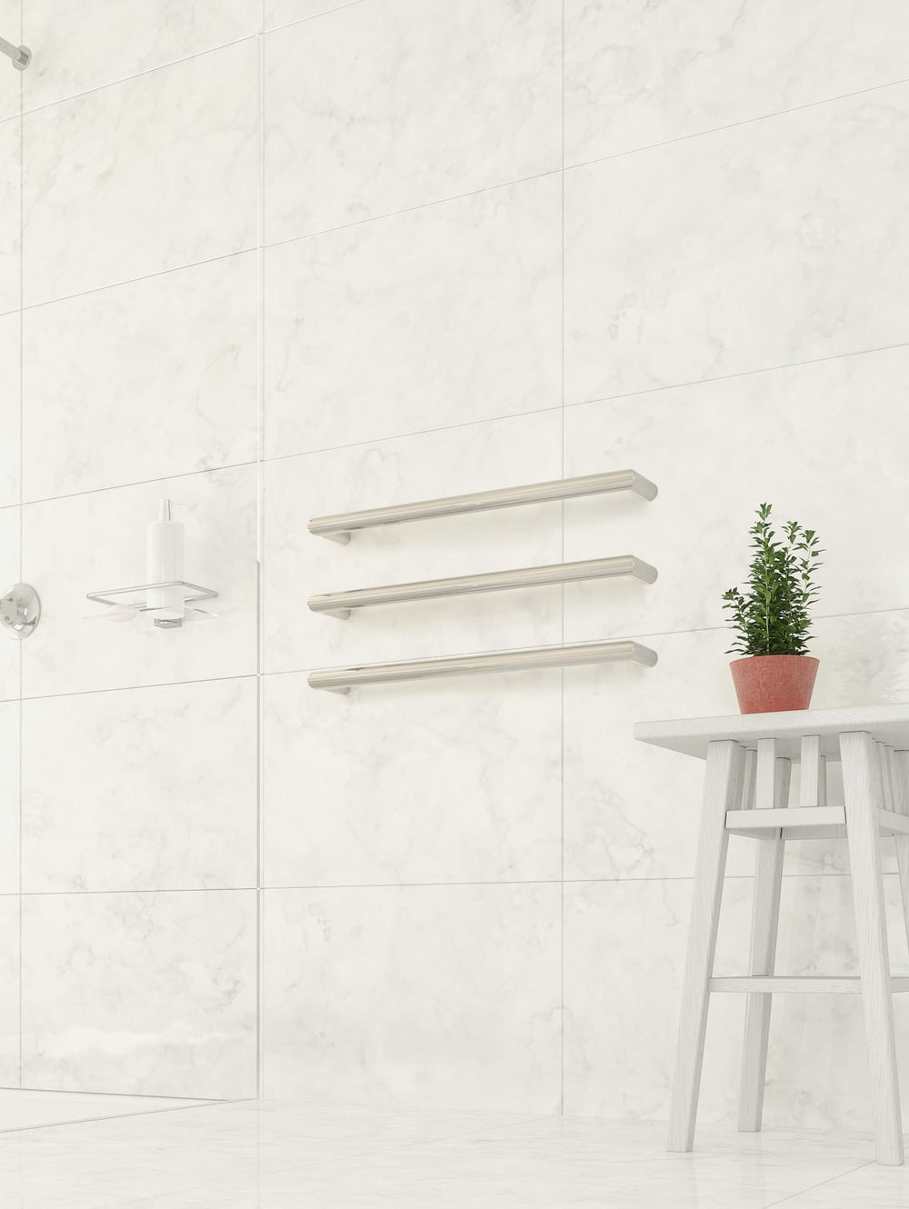 DSR6 Round Single Bar Polished Heated Towel Rail