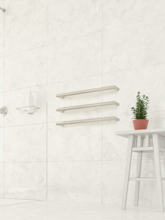 DSR6 Round Single Bar Polished Heated Towel Rail