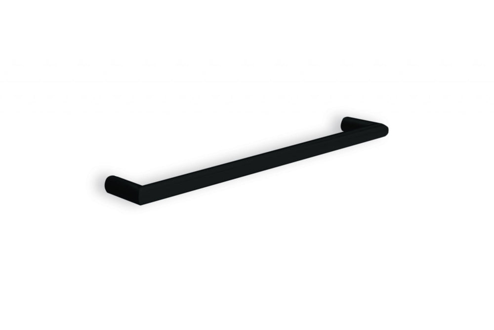 DSR6B Matt Black Round Single Bar Heated Towel Rail