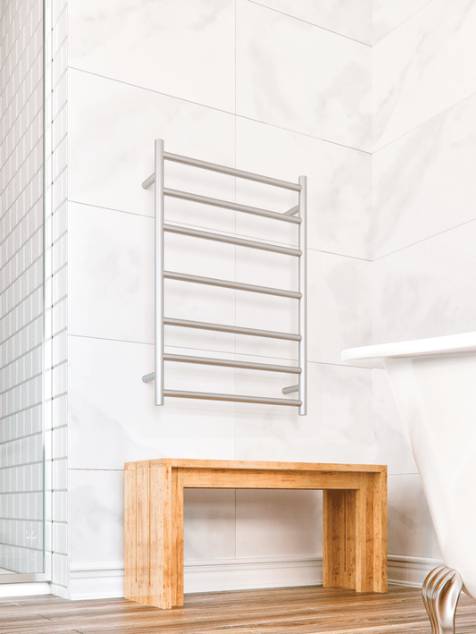 SR44M Straight Round Polished Ladder Heated Towel Rail