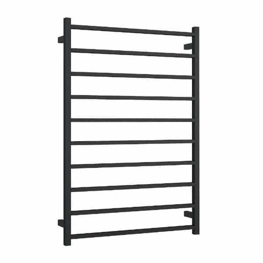 SS88MB Matt Black Square Ladder Heated Towel Rail
