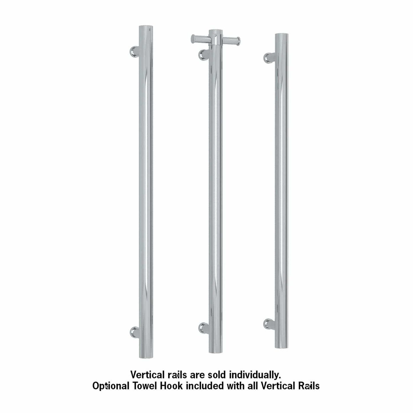 UVS900H Round Polished Non-Heated Vertical Single Towel Rail