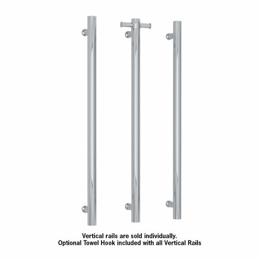 UVS900H Round Polished Non-Heated Vertical Single Towel Rail