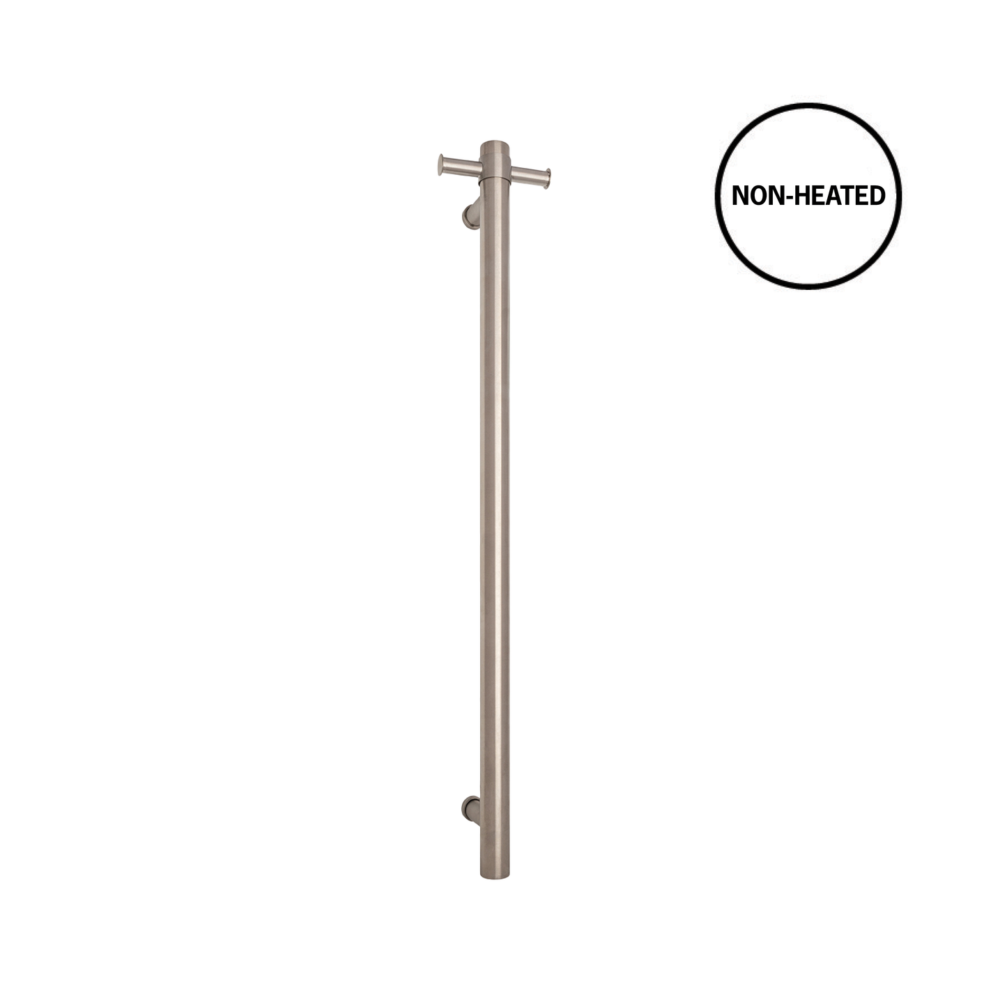 UVS900HBR Brushed Round Non-Heated Vertical Single Towel Rail