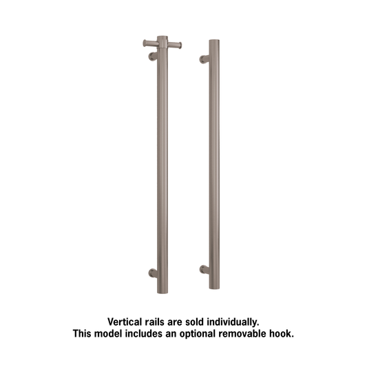 UVS900HBR Brushed Round Non-Heated Vertical Single Towel Rail