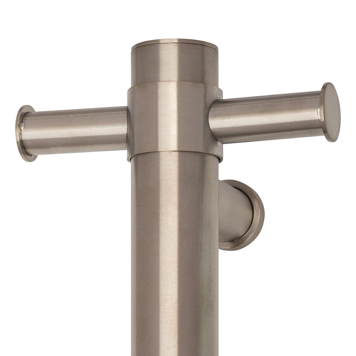 VS900HBN Brushed Nickel Straight Round Vertical Single Heated Towel Rail