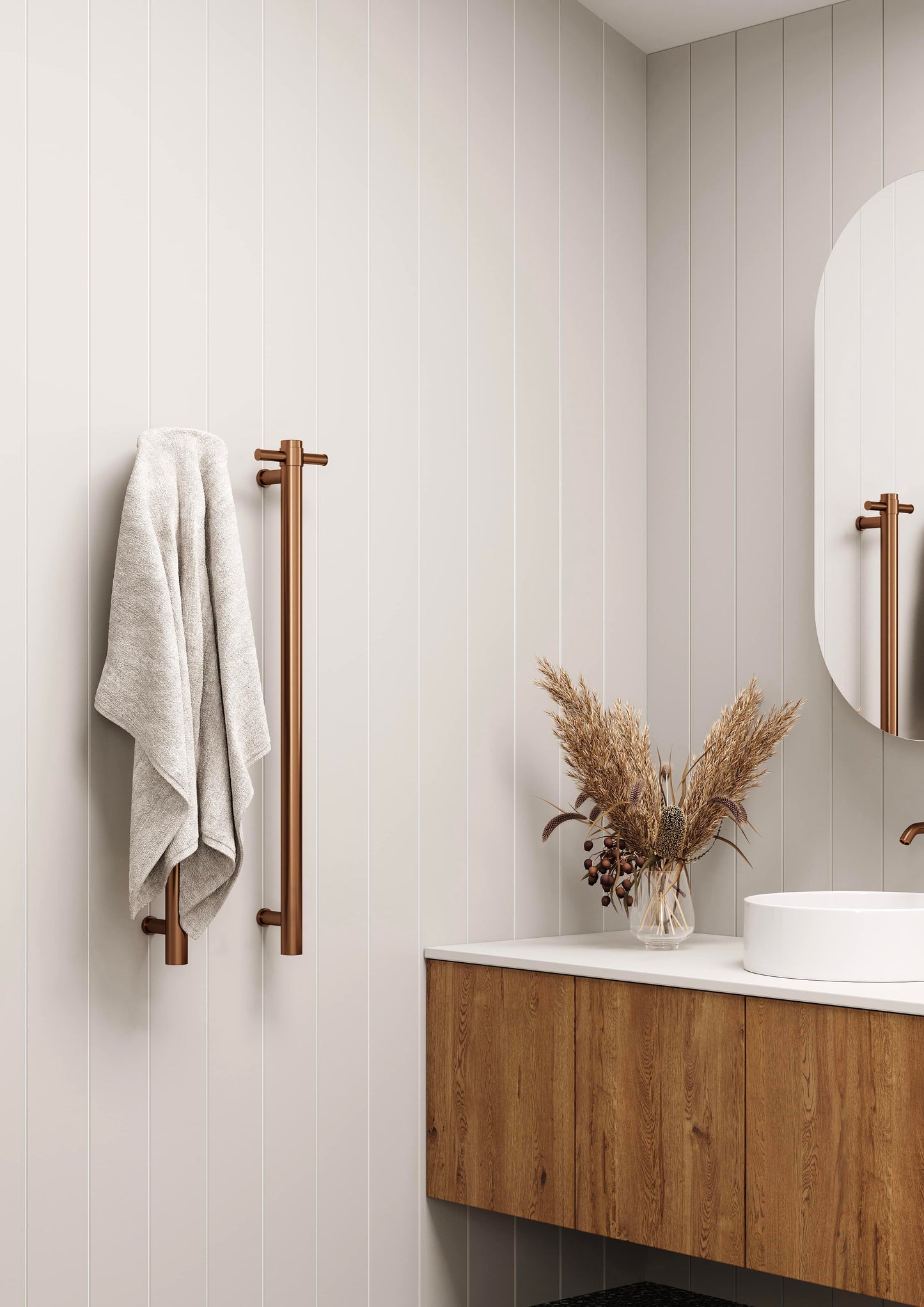 VS900HBZ Brushed Bronze Round Vertical Heated Rail