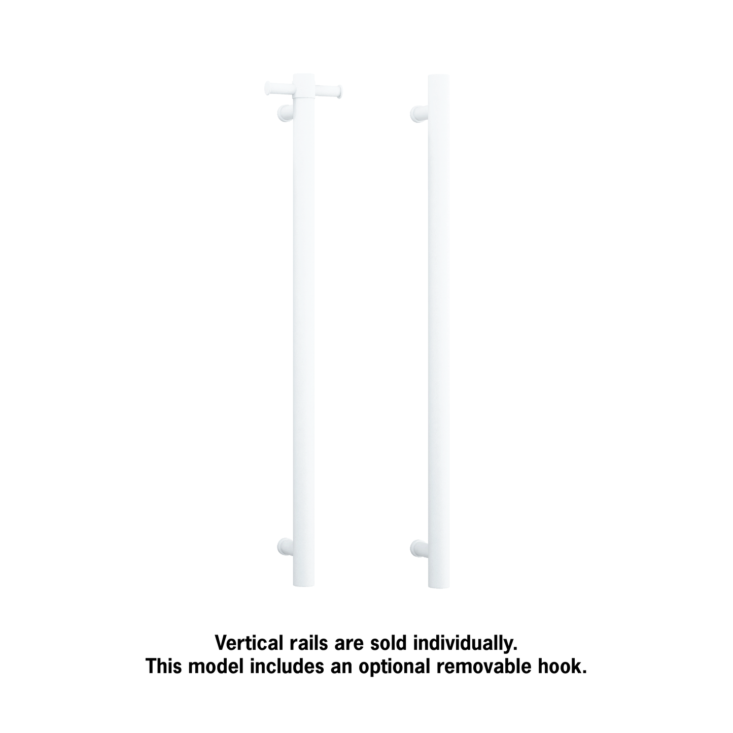 VSH900HMW Matt White Round 240Volt Vertical Single Heated Rail