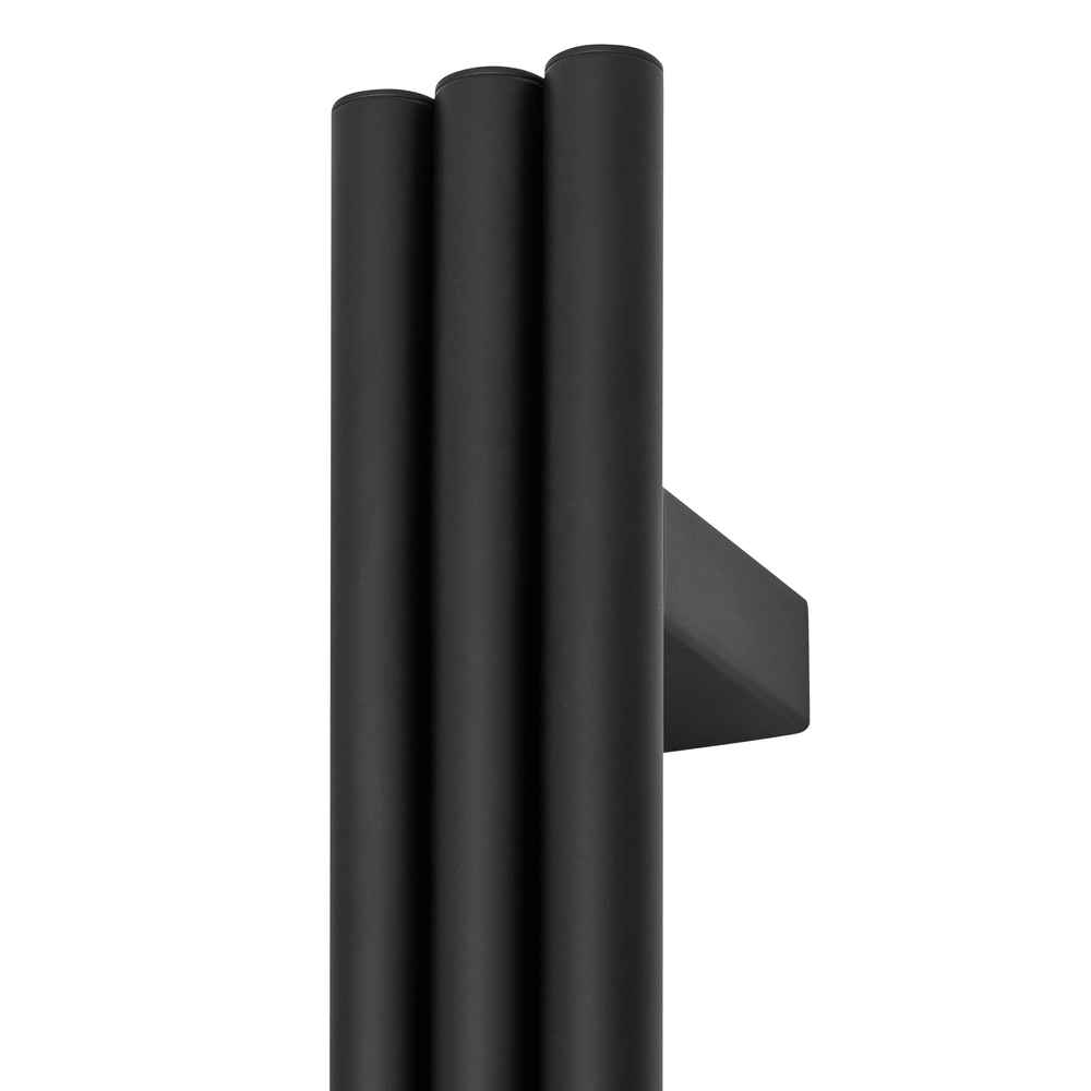 VW900B Matt Black Triple Tube Vertical Single Heated Towel Rail