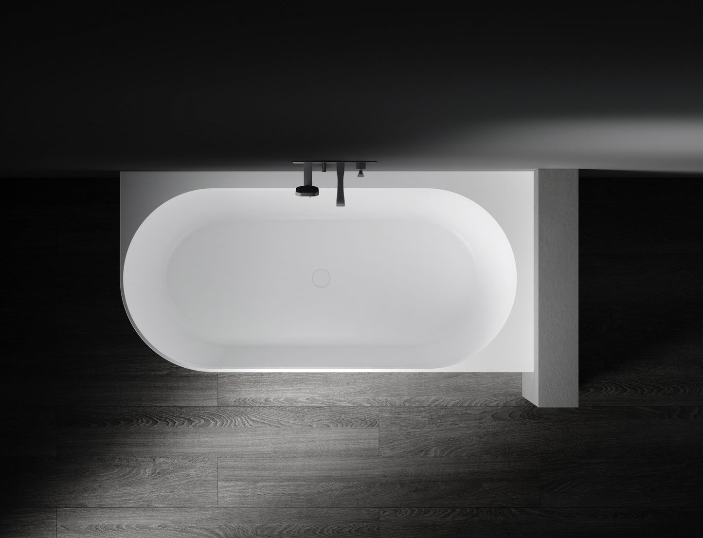 Bianca VX90-1500 Corner Back to Wall Stone Bath Right Hand with Overflow