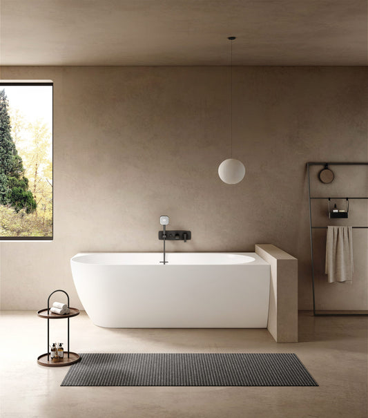 Bianca VX90-1500 Corner Back to Wall Stone Bath Right Hand with Overflow