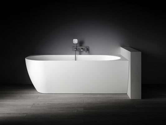 Eleni VX106-1700 Corner Back to Wall Stone Bath Right Hand with Overflow