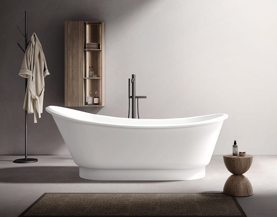 Naomi VX110-1700 Freestanding Slipper Stone Bath with Overflow