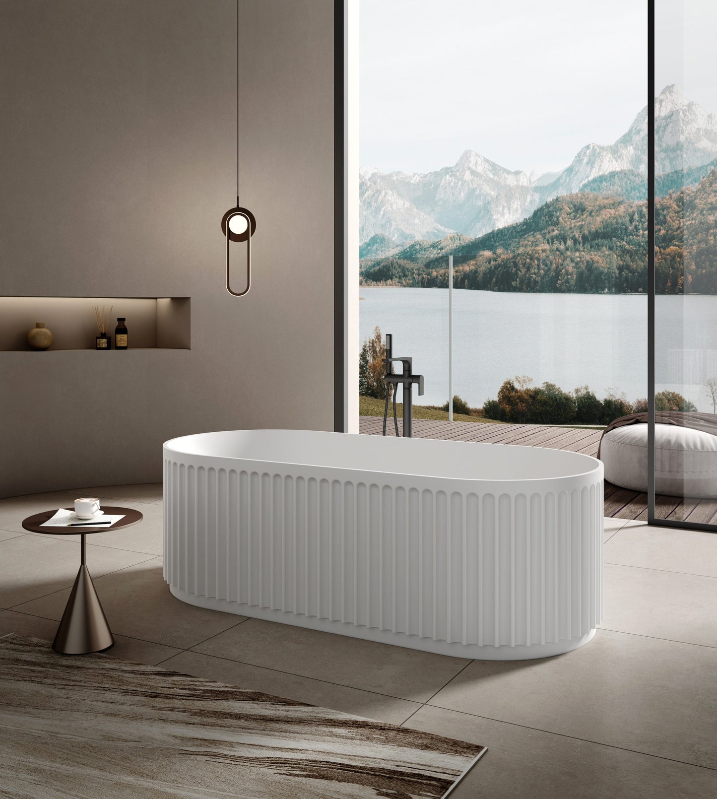 Monroe VX16-1700 Freestanding Fluted Stone Bath