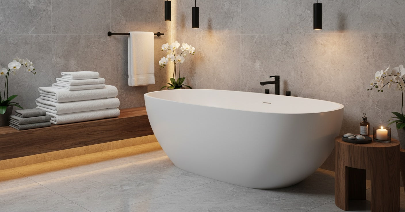 Georgia VX20 1650 Freestanding Stone Bath with Overflow