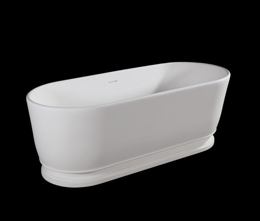 Pearl VX39-1600 Freestanding Oval Stone Bath with Overflow
