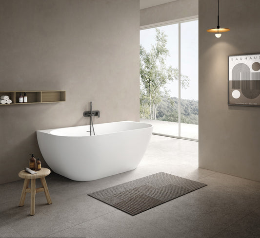 Bianca VX88-1500 Back to Wall Stone Bath with Overflow